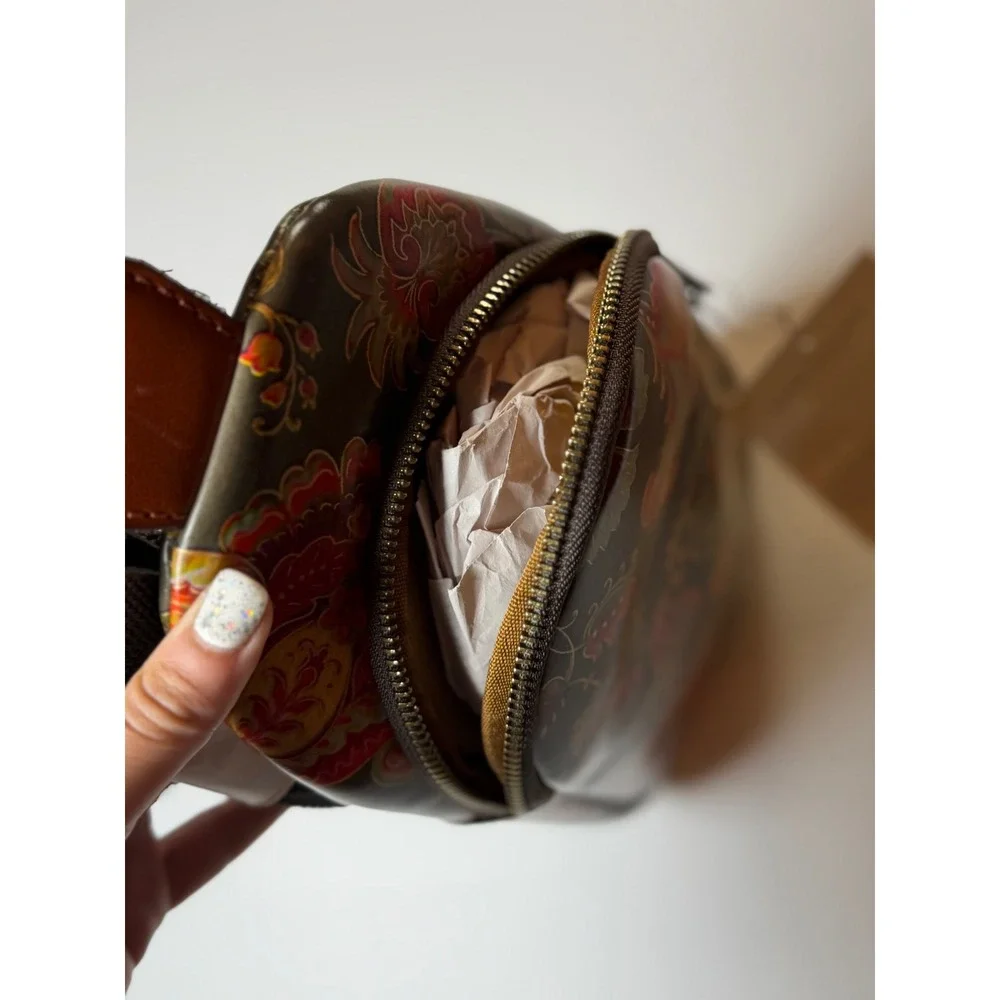 Patricia Nash Annalie Sling Backpack French Hydrangeas Floral Leather Green